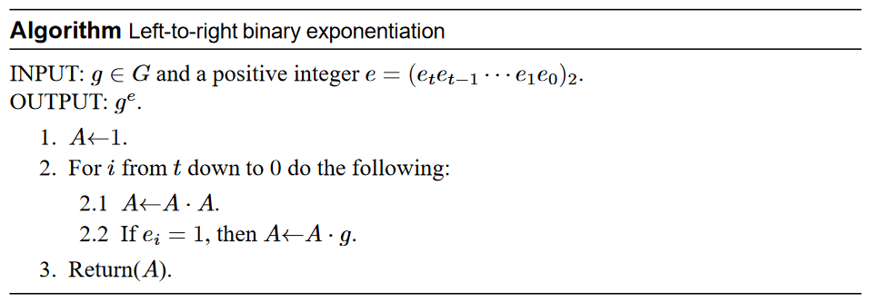 The pseudo-code was taken from the handbook of applied cryptography, page 615.